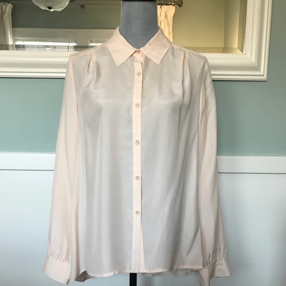 Trouve silk high low shirt L pale pink Nordstrom